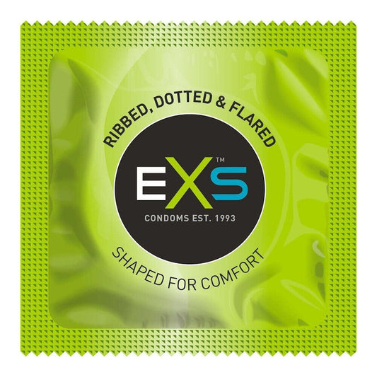 EXS Comfy Fit Ribbed and Dotted Condoms 12 Pack - Textured Comfort Devotion