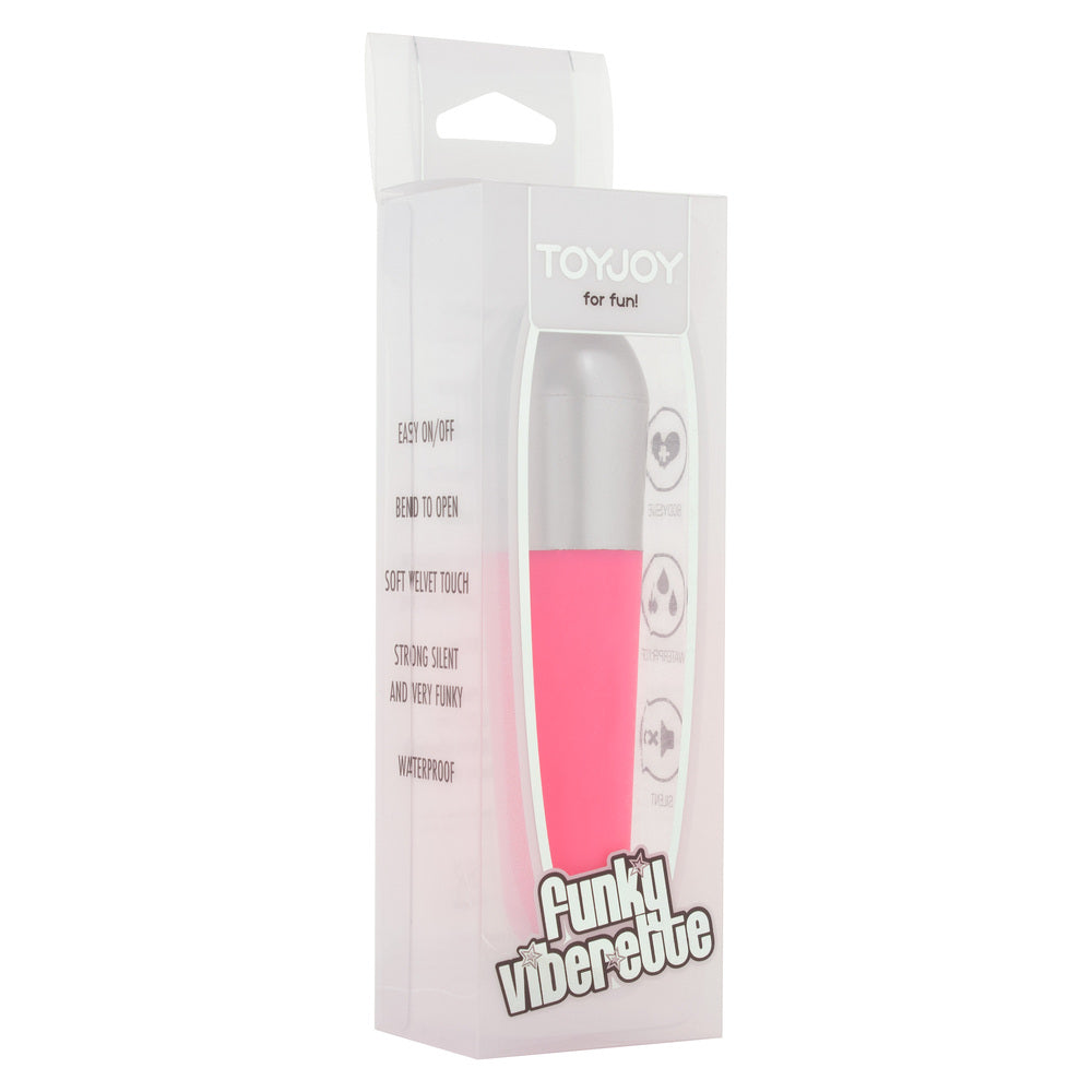 ToyJoy Funky Viberette Mini Vibrator Pink 4" - Soft Velvet Touch Portable 1xAA Discreet