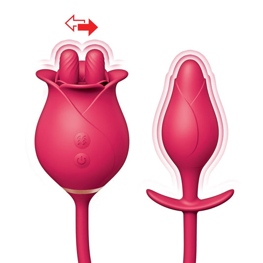 ClitTastic Tulip Finger Massager & Pleasure Plug Set 14.5" Red - Dual Stimulation