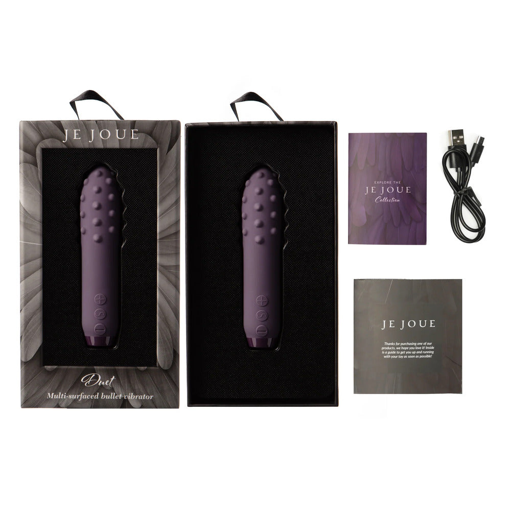 Je Joue Duet Multi Surfaced Bullet 4.5" Purple - 5 Speeds 7 Patterns Waterproof Vegan