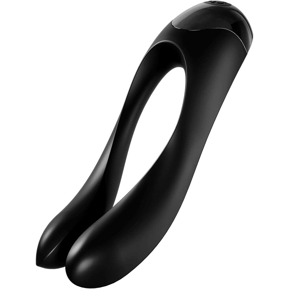 Satisfyer Candy Cane Finger Vibrator 4.5" Black - Dual Motor Flexible Arms