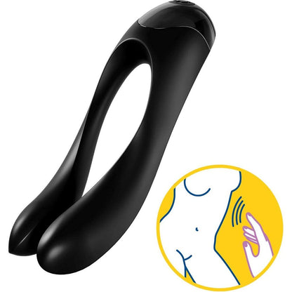 Satisfyer Candy Cane Finger Vibrator 4.5" Black - Dual Motor Flexible Arms