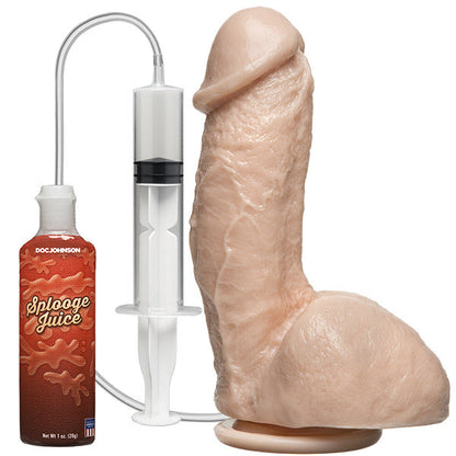 Squirting Realistic Dildo 7" Flesh - Ejaculating Suction Cup Moveable Balls