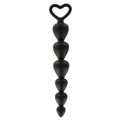ToyJoy Anal Play Bottom Beads Black 7" - 6 Flexible Beads Heart Retrieval Loop Silicone