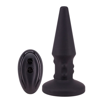 Power Beads Anal Play Rimming And Vibrating Butt Plug Black 5.5" - 10 Vibration 3 Rimming Remote USB