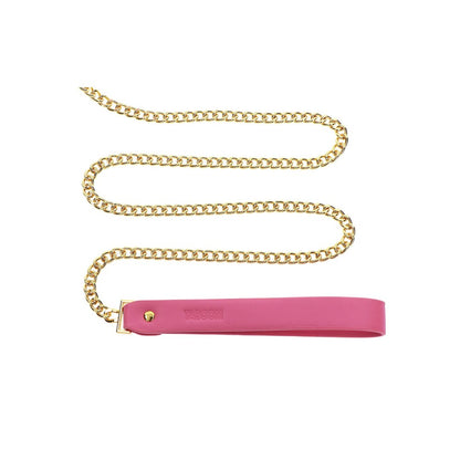 Taboom Malibu Bow Collar and Leash Pink 48cm - Cute Bow Gold-Plated Vegan PU Leather