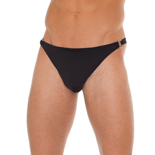 Rimba Black G-String with Metal Hoop Connectors - Industrial Minimal Men's Underwear