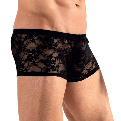 Black Transparent Floral Lace Boxer Briefs - Lace Devotion