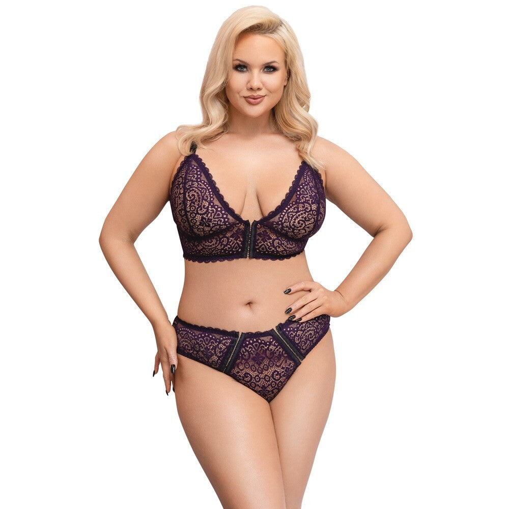 Purple Lace Bralette and Briefs Set - Curvy Crown