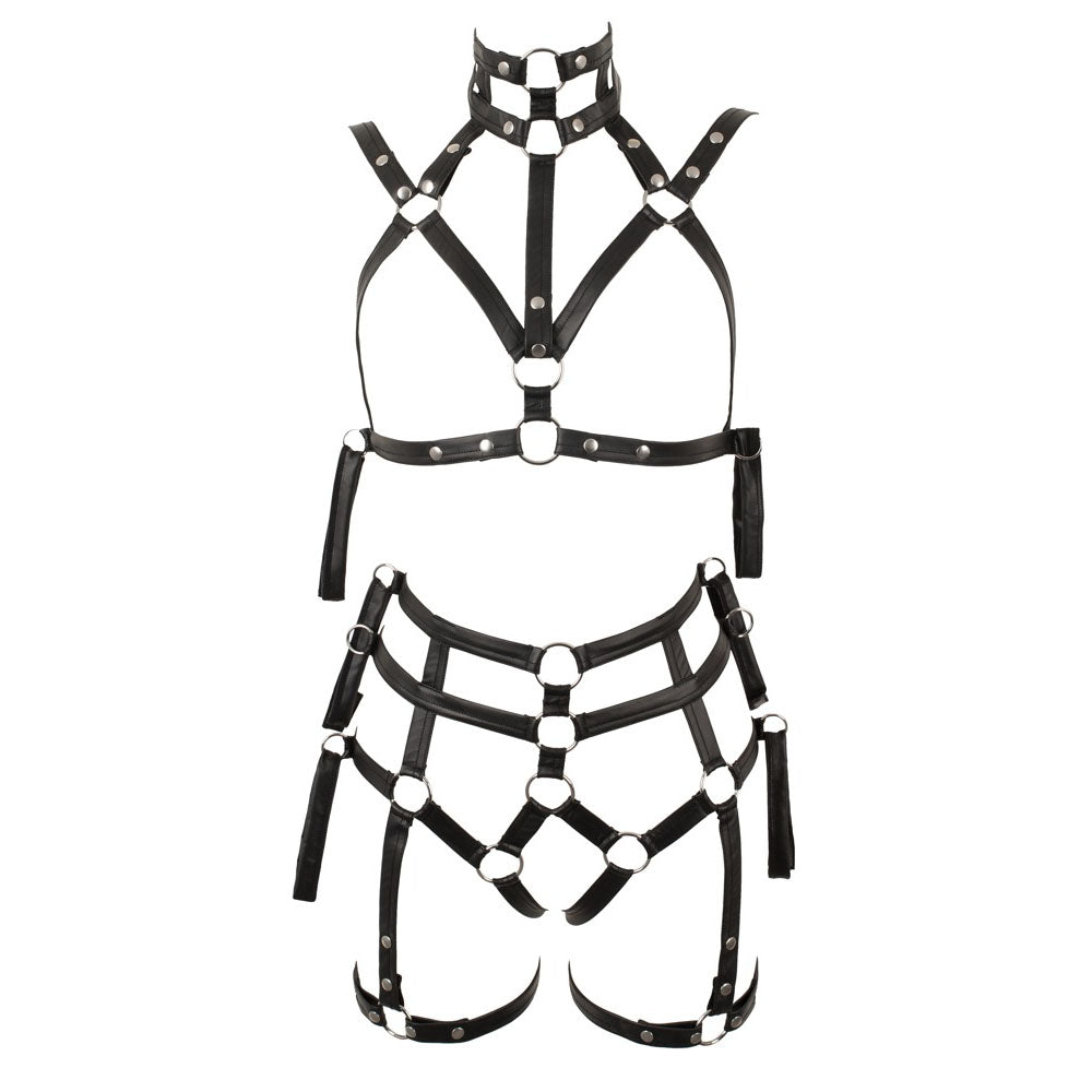 Black Matte Look 2-Piece Bondage Set with Velcro Cuffs - Soft Restraint