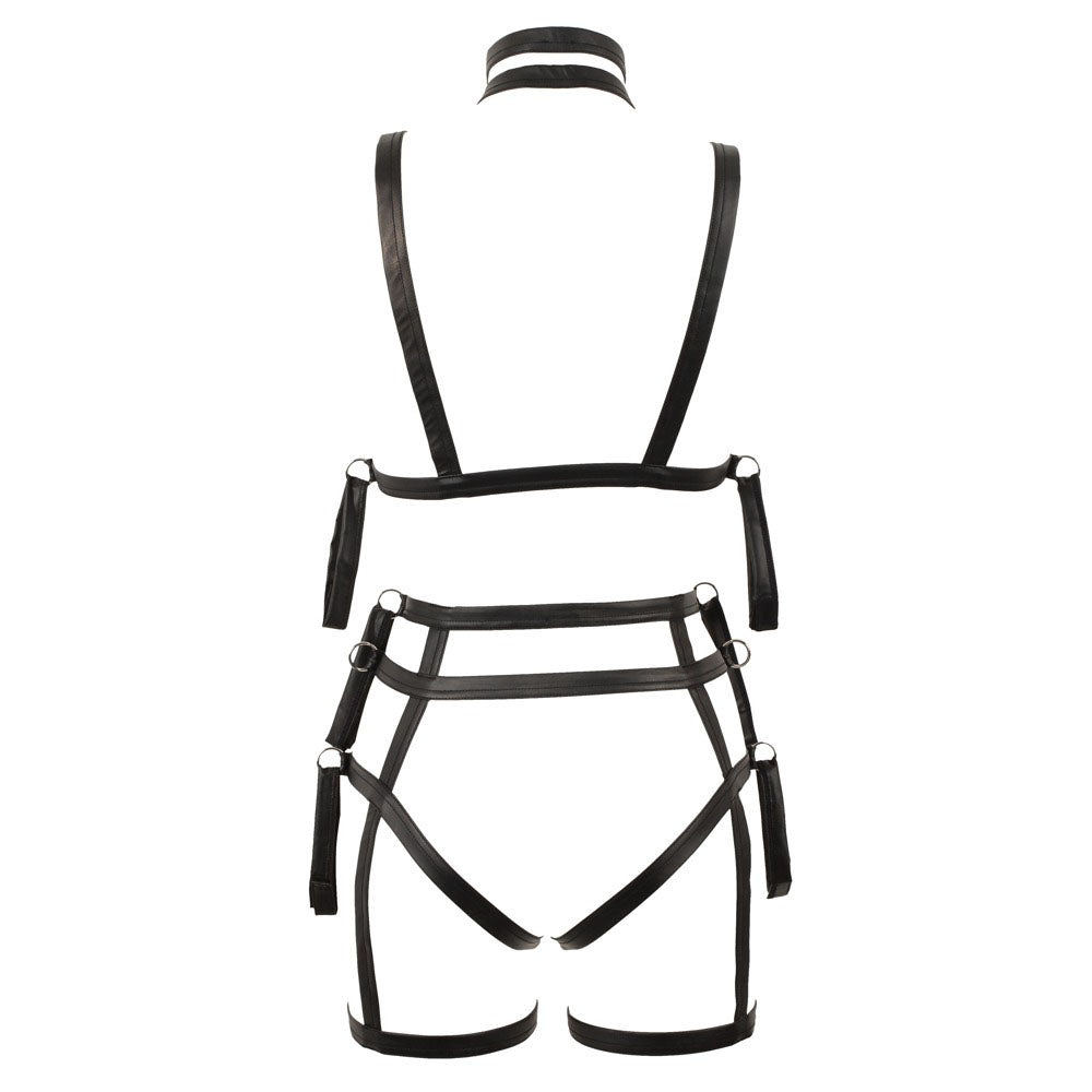 Black Matte Look 2-Piece Bondage Set with Velcro Cuffs - Soft Restraint
