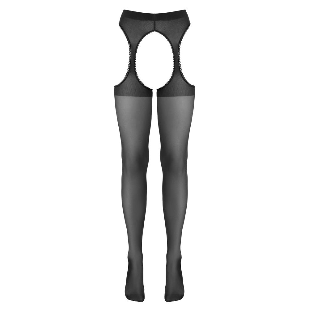 Black Suspender Stockings with Decorative Seam - Seamed Suspender