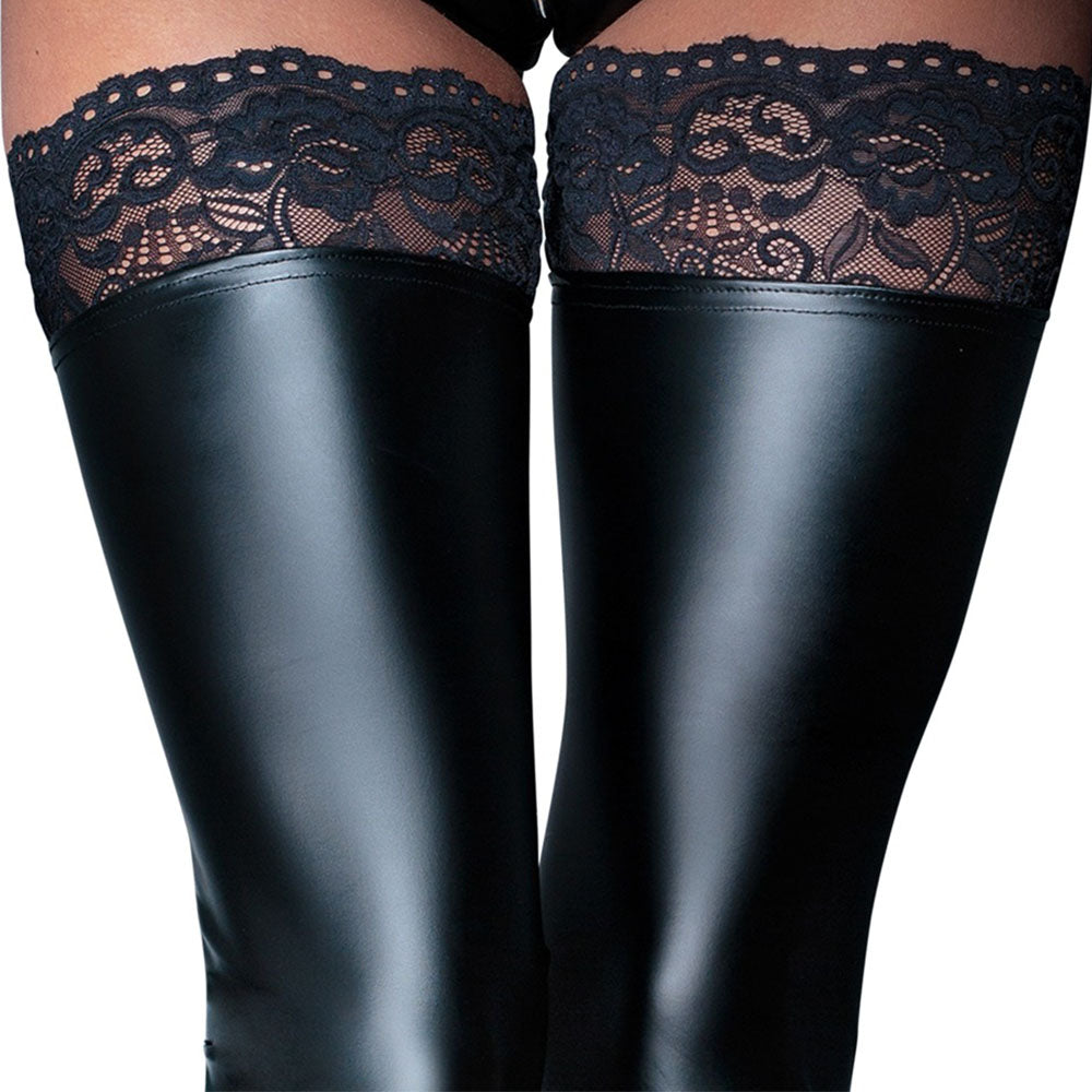 Black Footless Lace Top Leg Warmers - Noir Devotion