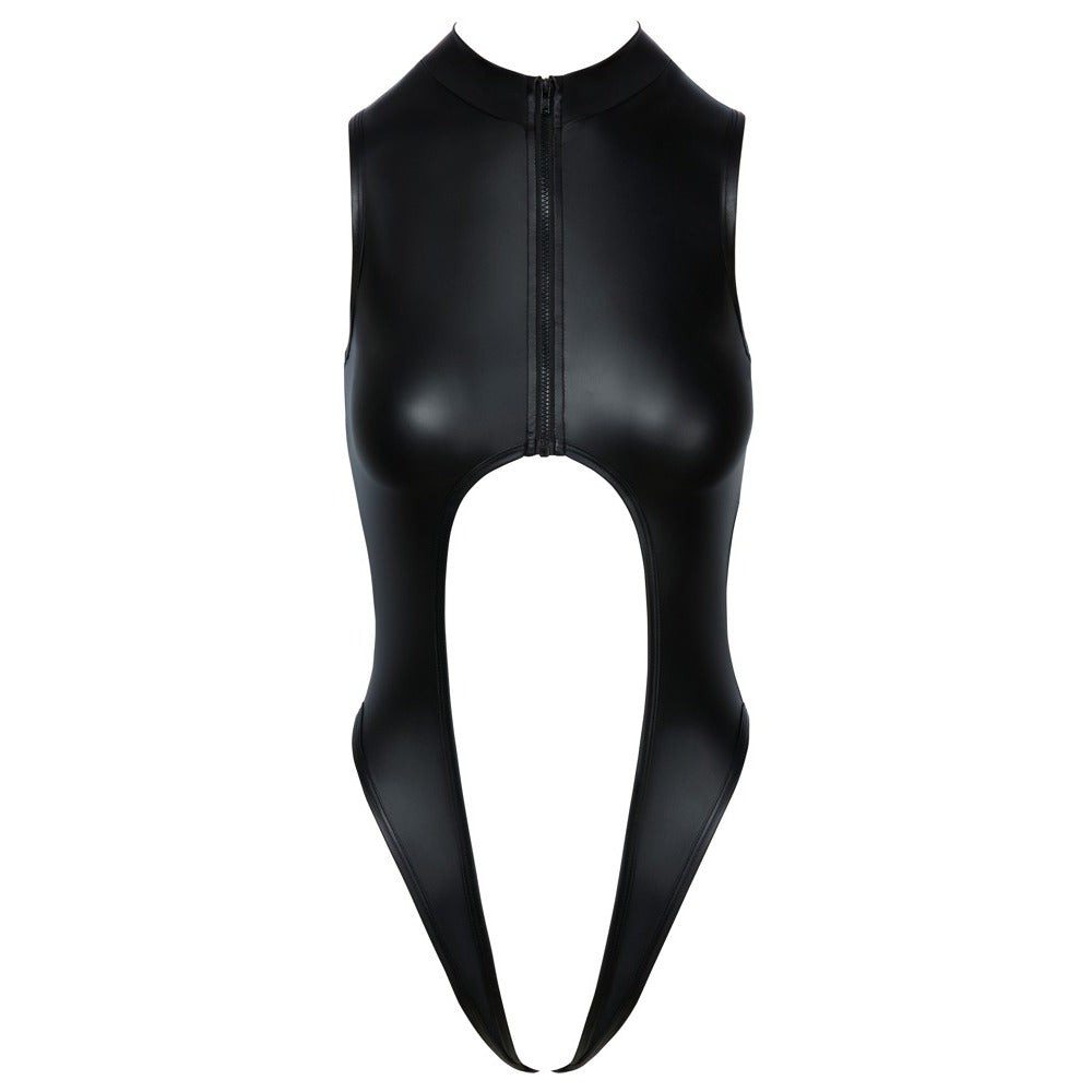 Black Matte Look Sleeveless Open Body with Zip - Matte Revelation