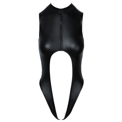 Black Matte Look Sleeveless Open Body with Zip - Matte Revelation