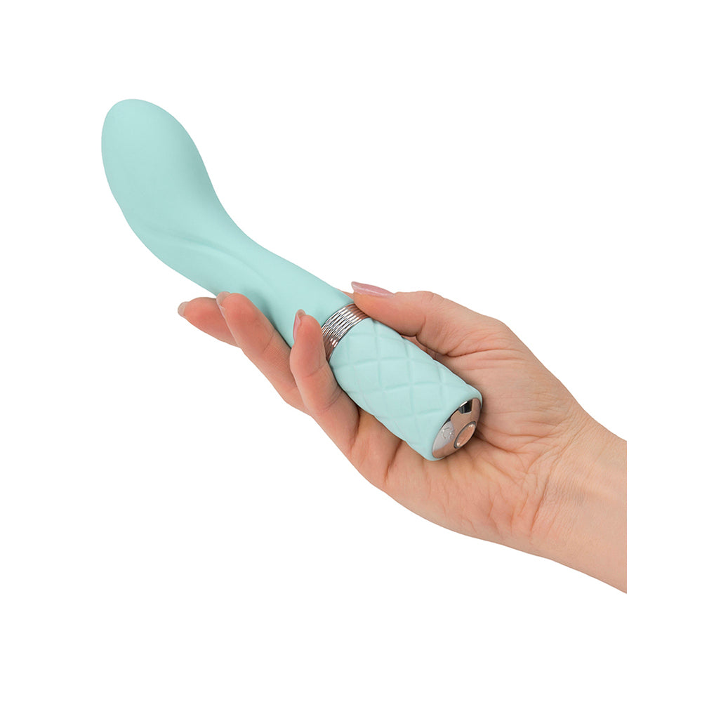 Pillow Talk Sassy GSpot Vibe 8" Green - Curved USB Travel Lock PowerBullet Incremental Speed Rechargeable