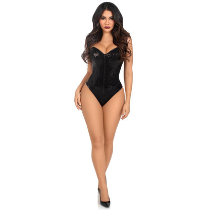 Black Sequin Bodysuit with Removable Straps - Sparkling Devotion