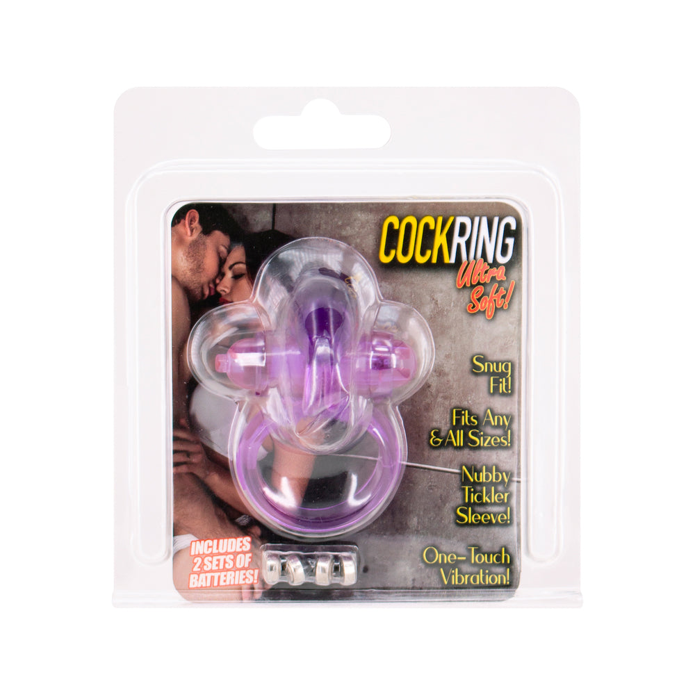 Rabbit Ultra Soft Vibrating Cock Ring Purple - Tickling Bunny Clitoral Stimulator