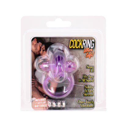 Rabbit Ultra Soft Vibrating Cock Ring Purple - Tickling Bunny Clitoral Stimulator