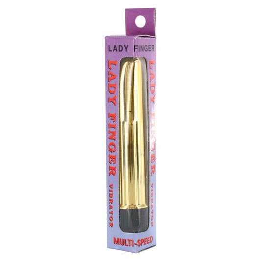 Lady Finger Mini Vibrator Gold 5.5" - Multi-Speed Rocket Classic AA Battery