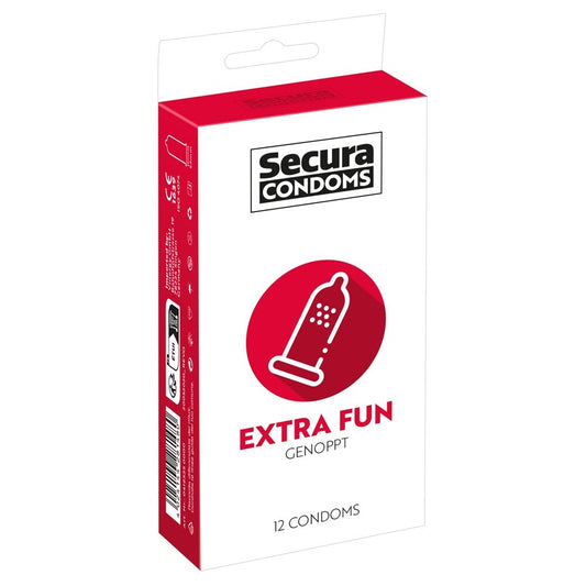 Secura Extra Fun Ribbed Condoms 12 Pack - Textured Protection Devotion