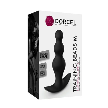 Dorcel Training Anal Beads Medium 4.52" Black - 100% Silicone Waterproof Flexible Experienced