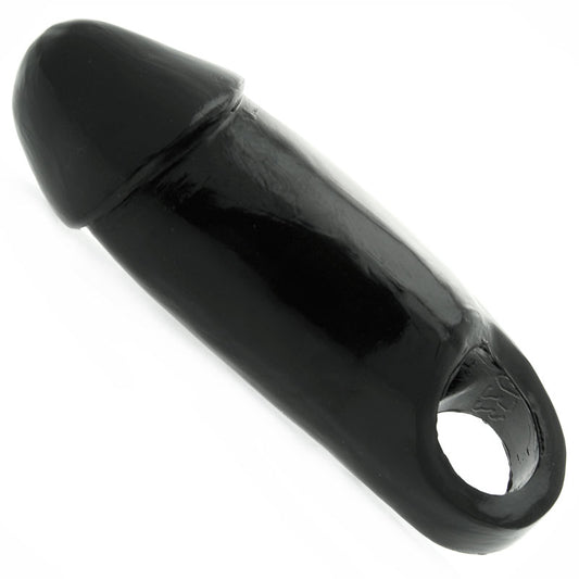 Fat Dick Penis Sleeve 8" Black - Ball Support Scrotum Ring PVC Enhancer