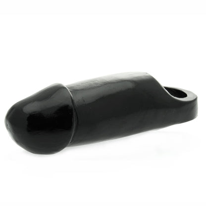 Fat Dick Penis Sleeve 8" Black - Ball Support Scrotum Ring PVC Enhancer