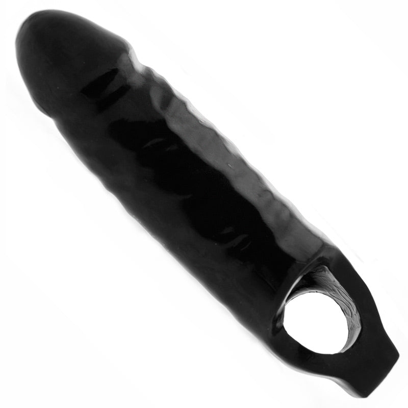 XL Black Mamba Penis Sleeve 9.5" Black - Lifelike Extender Hollow Shaft Ball Ring