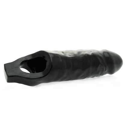 XL Black Mamba Penis Sleeve 9.5" Black - Lifelike Extender Hollow Shaft Ball Ring