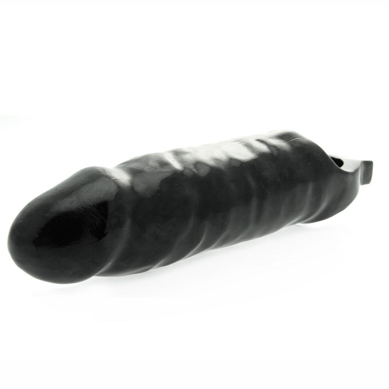 XL Black Mamba Penis Sleeve 9.5" Black - Lifelike Extender Hollow Shaft Ball Ring