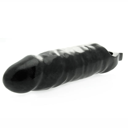 XL Black Mamba Penis Sleeve 9.5" Black - Lifelike Extender Hollow Shaft Ball Ring