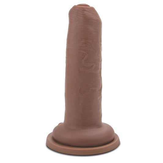 Me You Us Uncut Ultra Cock 6" Dildo Flesh Brown - Removable Foreskin Suction Cup Harness