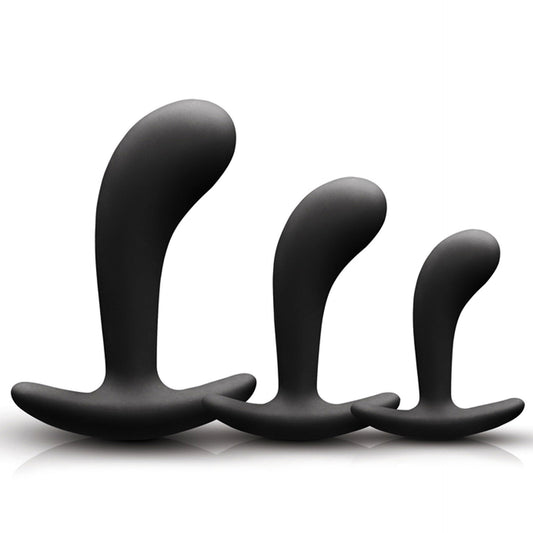Renegade P Spot Kit Black - 3 Sizes Prostate Plugs Curved Base Body-Safe Silicone