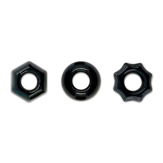 Renegade Chubbies Cock Rings Black - Super Elastic Stackable TPE