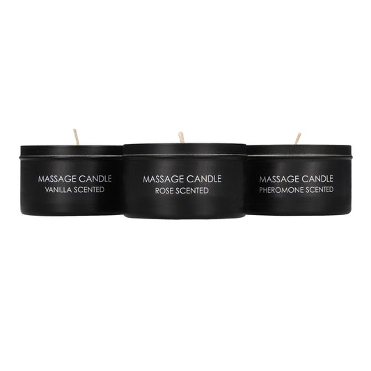 Ouch Set of 3 Massage Candles 60g Each - Pheromone Vanilla Rose 46°C