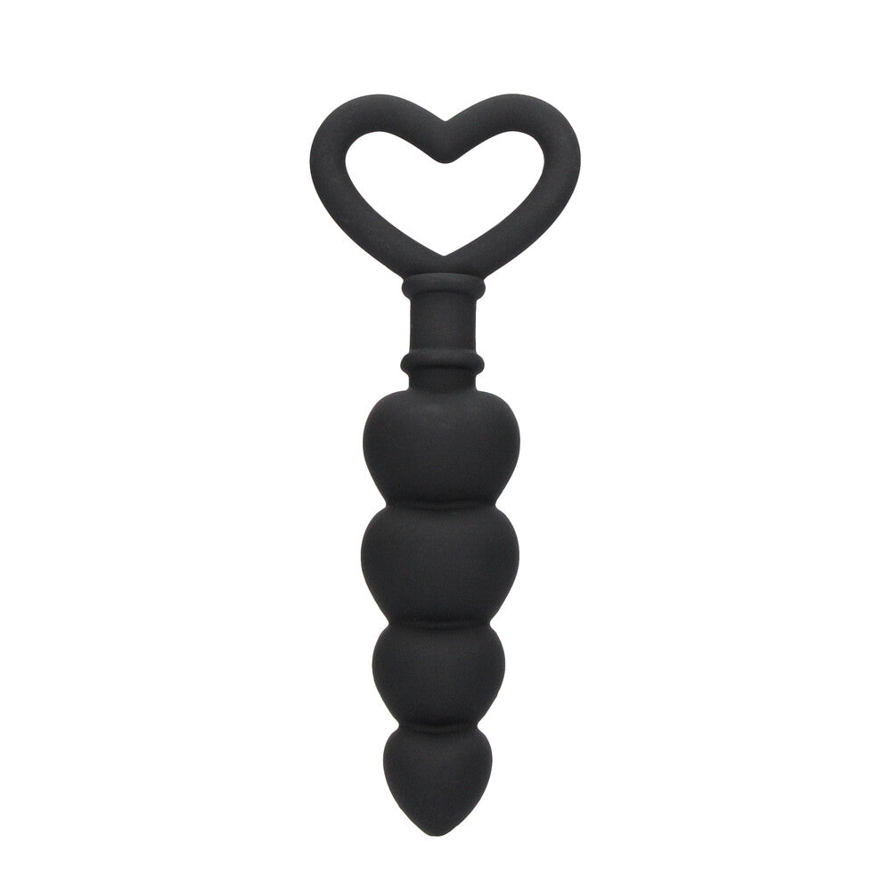 Ouch Silicone Anal Love Beads Black 6" - 100% Silicone Soft Wonderful Climax Chain