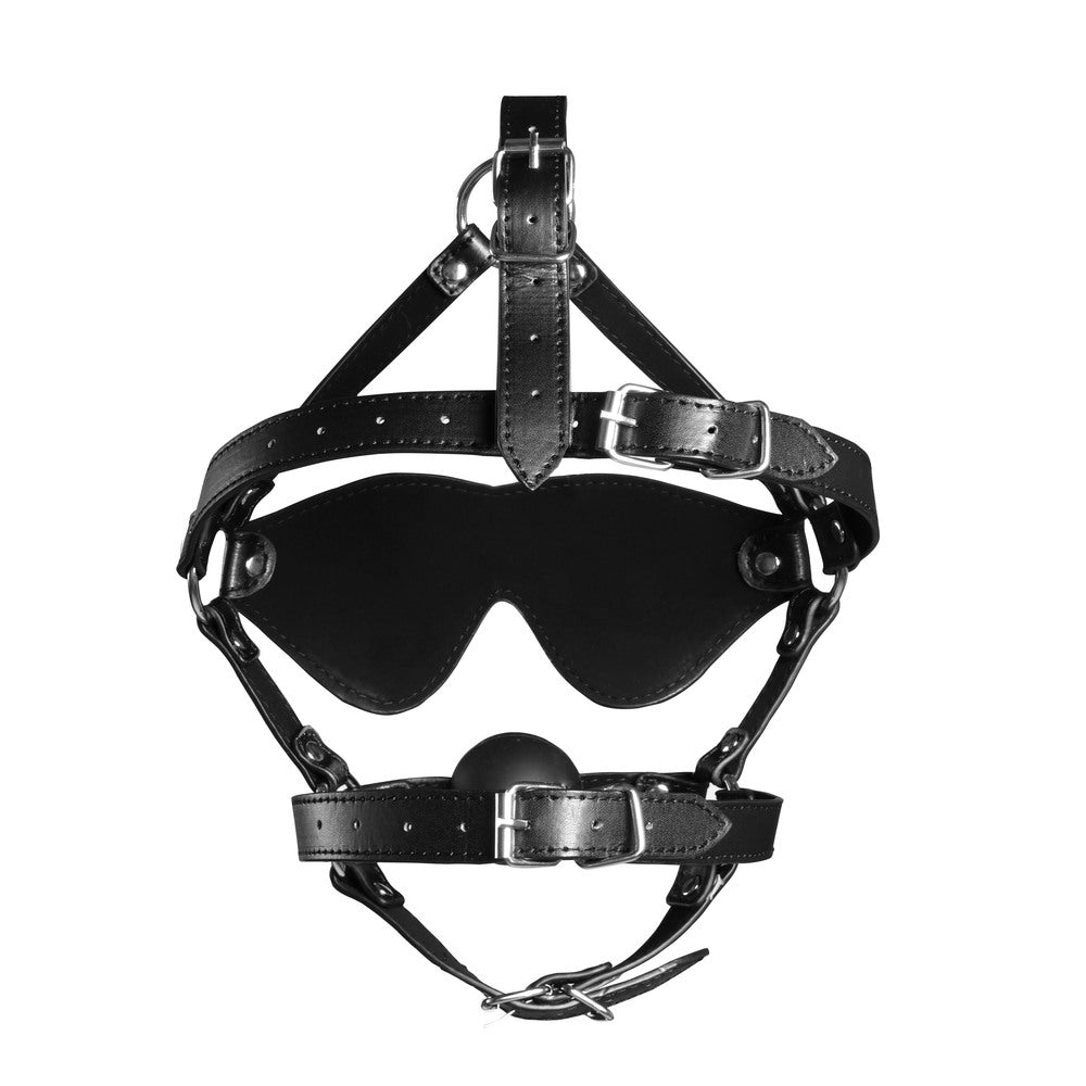 Ouch Xtreme Blindfolded Harness With Solid Ball Gag - Sensory Deprivation