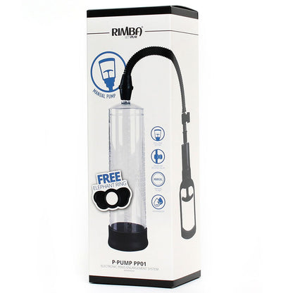 Rimba PPump PP01 Manual Penis Enlargement System 8.5" Clear - Pull Rod Waterproof Pressure Release Elephant Ring