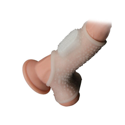 Lovetoy Drip Knights Ring Vibrating Penis Sleeve White - 45% Girth Increase TPE Scrotum Ultra-Stretchy