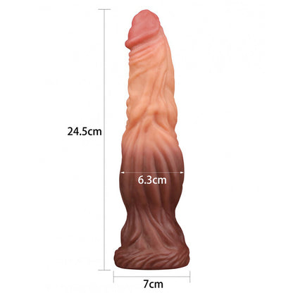 Lovetoy 9.5 Inch Dual Layered Silicone Cock Flesh Brown - Suction Base Veined Realistic