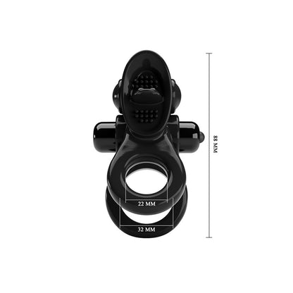 Pretty Love Passionate Ring Vibrating Cock Ring Black - 10 Modes Tongue Stimulator