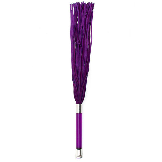 Purple Suede Flogger 22" - Glass Handle Crystal 25+ Soft Tails Beginners