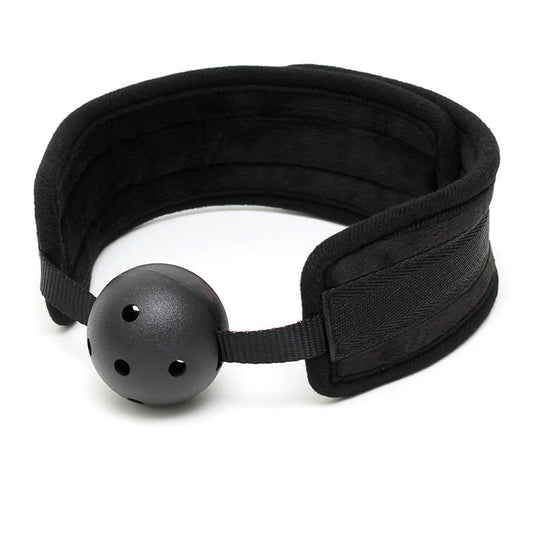 Black Padded Mouth Gag With Breathable Ball 45mm - Velcro Fastening Comfort