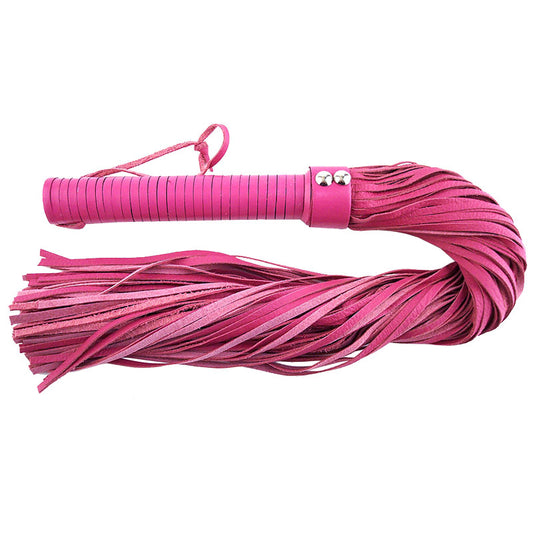 Rouge Large Pink Leather Flogger 27" - Heart Power