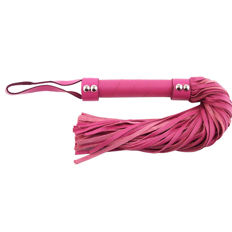Rouge Pink Leather Flogger 21" - Heart Chakra Flogging