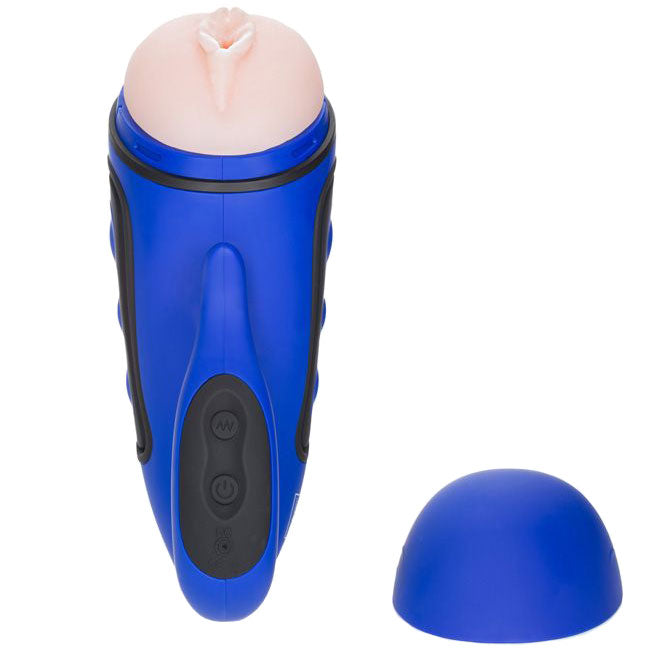 Apollo Alpha Stroker 2 Rechargeable Blue Masturbator 10.5" Flesh - 30 Functions Pressure Pads LED USB