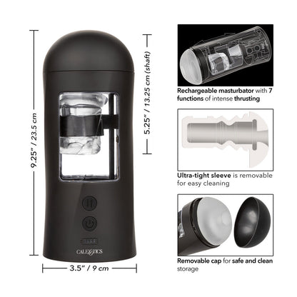 Bionic Power Stroker Masturbator 9.25" Clear - 7 Thrusting Functions USB Rechargeable