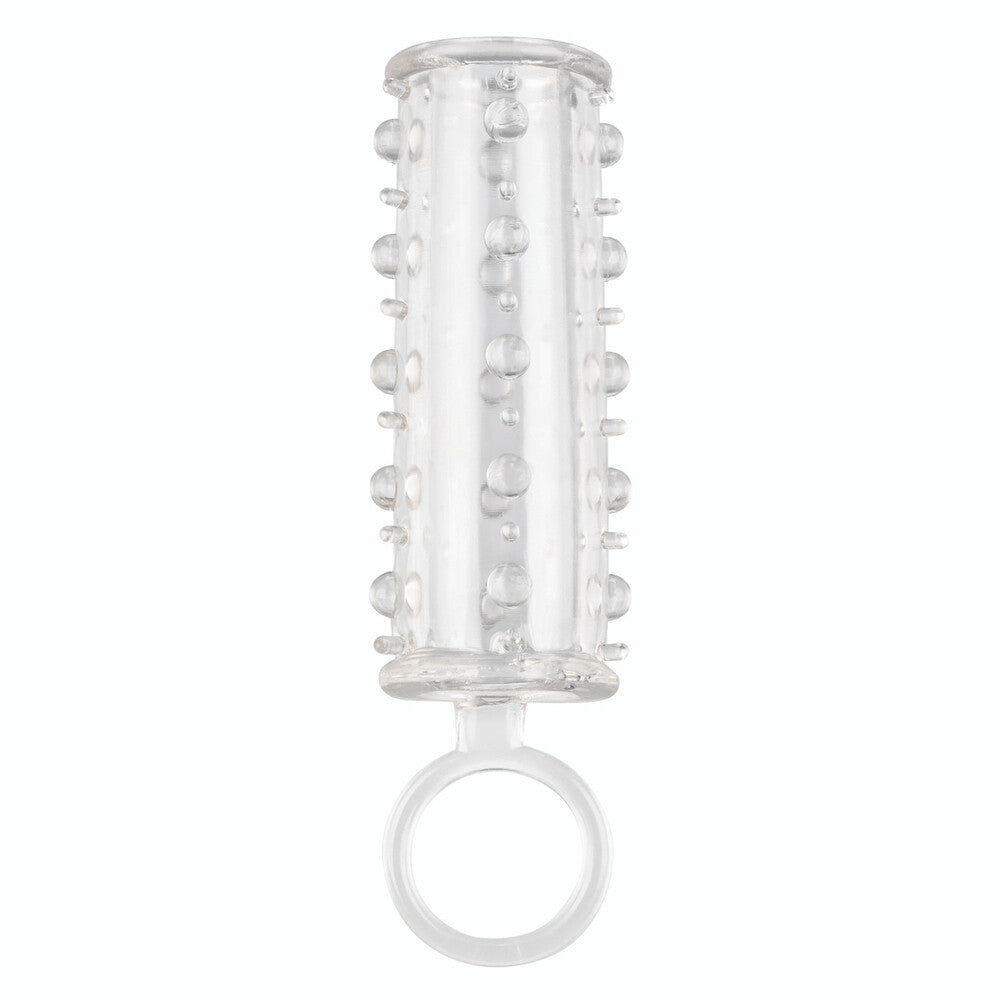 Girth and Length Sensation Enhancer Clear - Super Tight Beaded Shaft Scrotum Strap Phthalate-Free