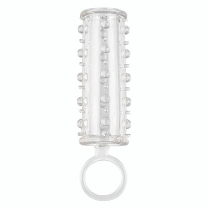 Girth and Length Sensation Enhancer Clear - Super Tight Beaded Shaft Scrotum Strap Phthalate-Free
